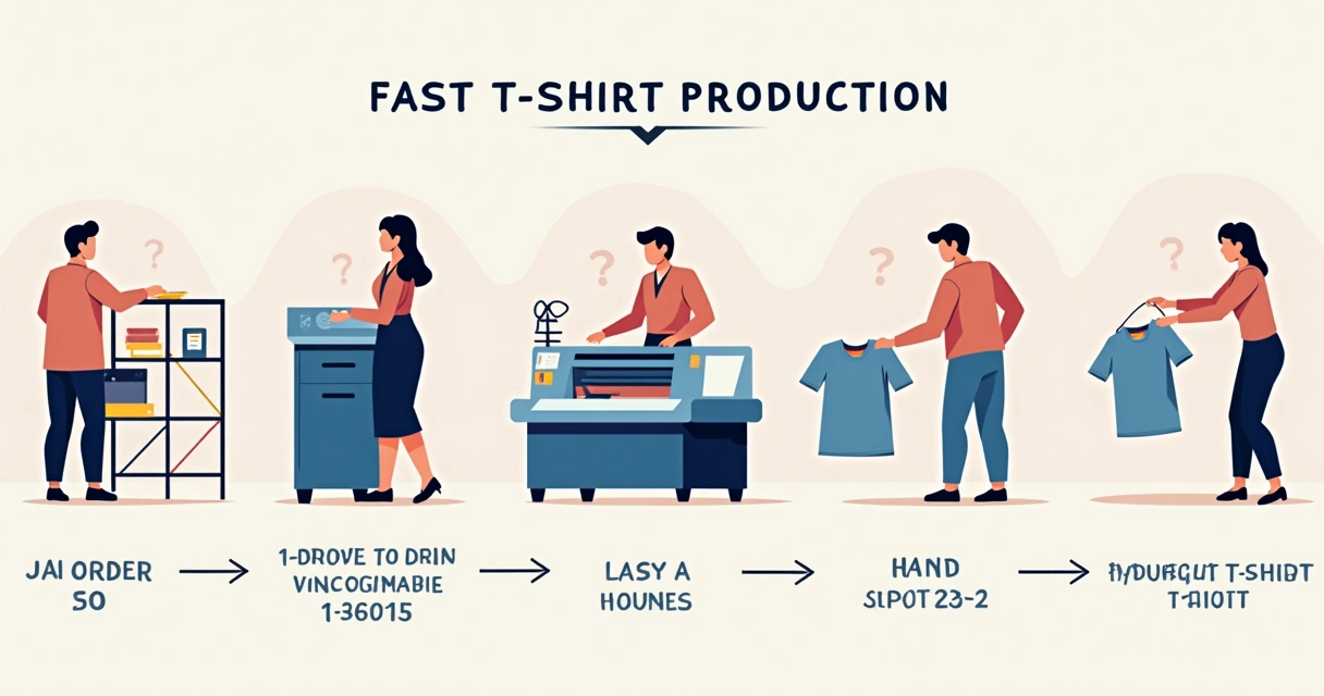 Processo produção rápida camisetas 24 horas express