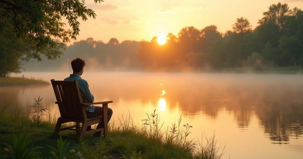 Pessoa sentada sozinha refletindo em local calmo 