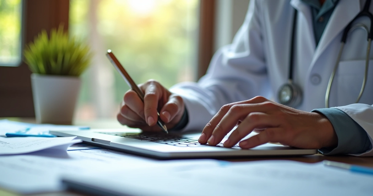 Pessoa digitando no notebook documentos fiscais 