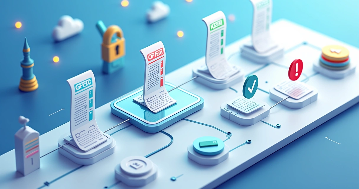 Ilustração de processo digital de revisão cadastral