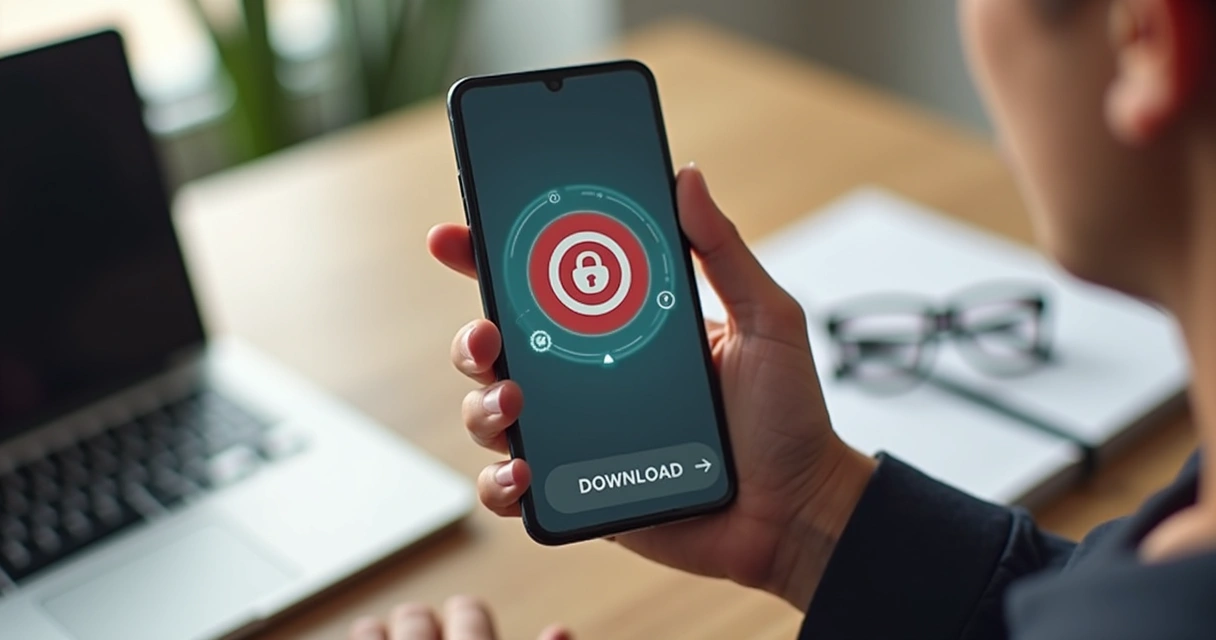 Mão segurando smartphone mostrando processo seguro de download de vídeos do Pinterest na tela 