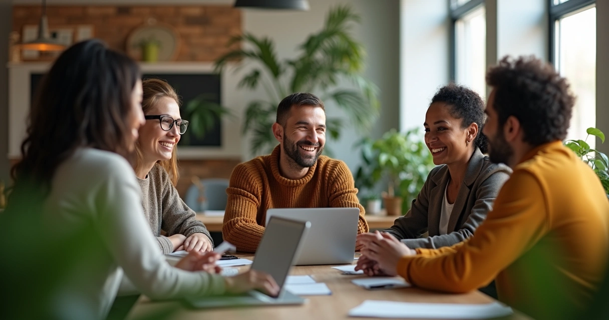 Equipe diversa em roda participando de processo seletivo inovador 