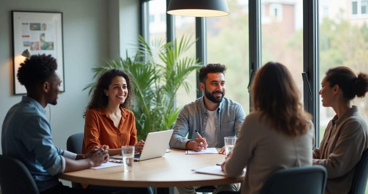 Grupo diverso de pessoas em uma entrevista de emprego em ambiente moderno 