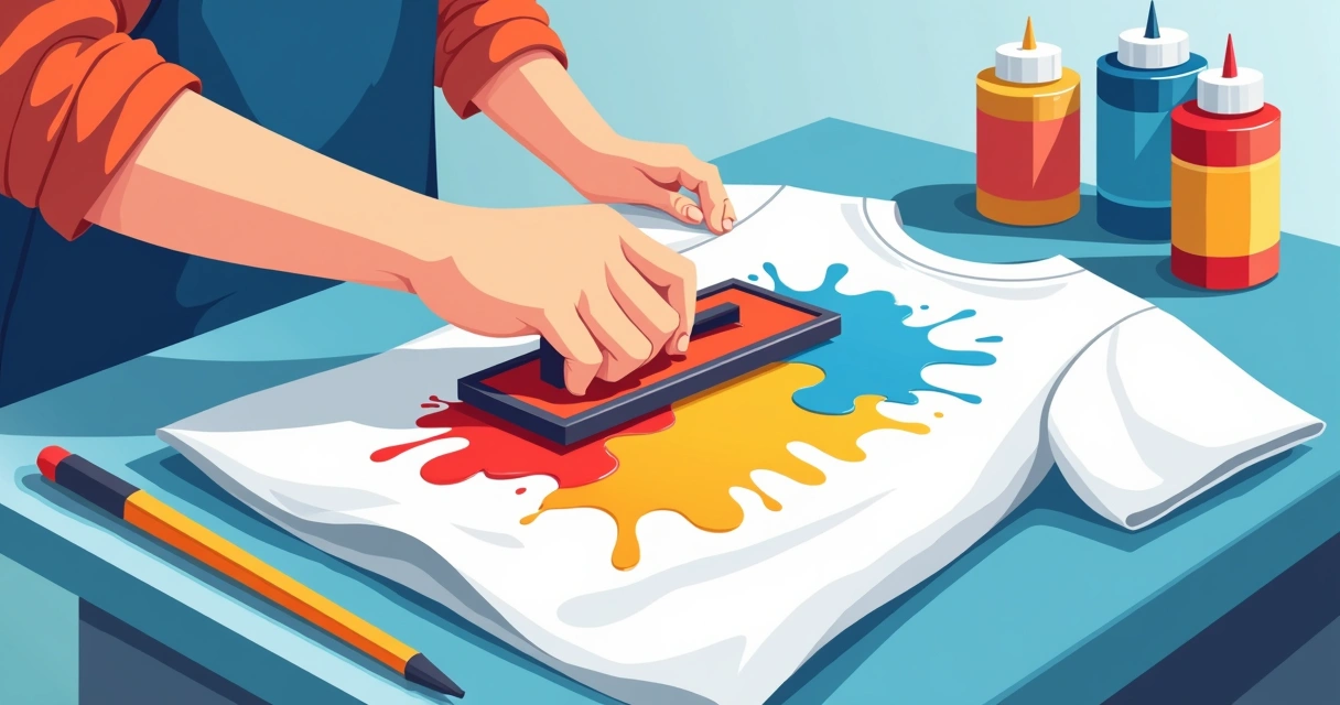 Mão aplicando tinta colorida em camiseta personalizada 