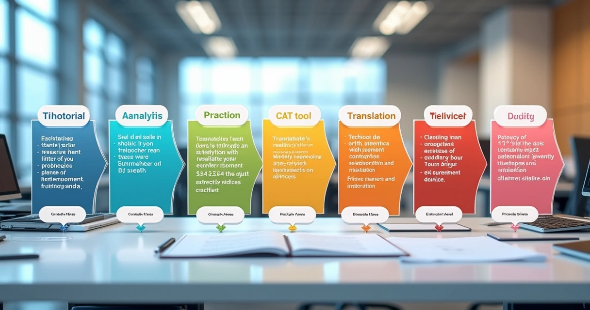 Etapas do processo de tradução técnica desde a análise até a entrega final. 