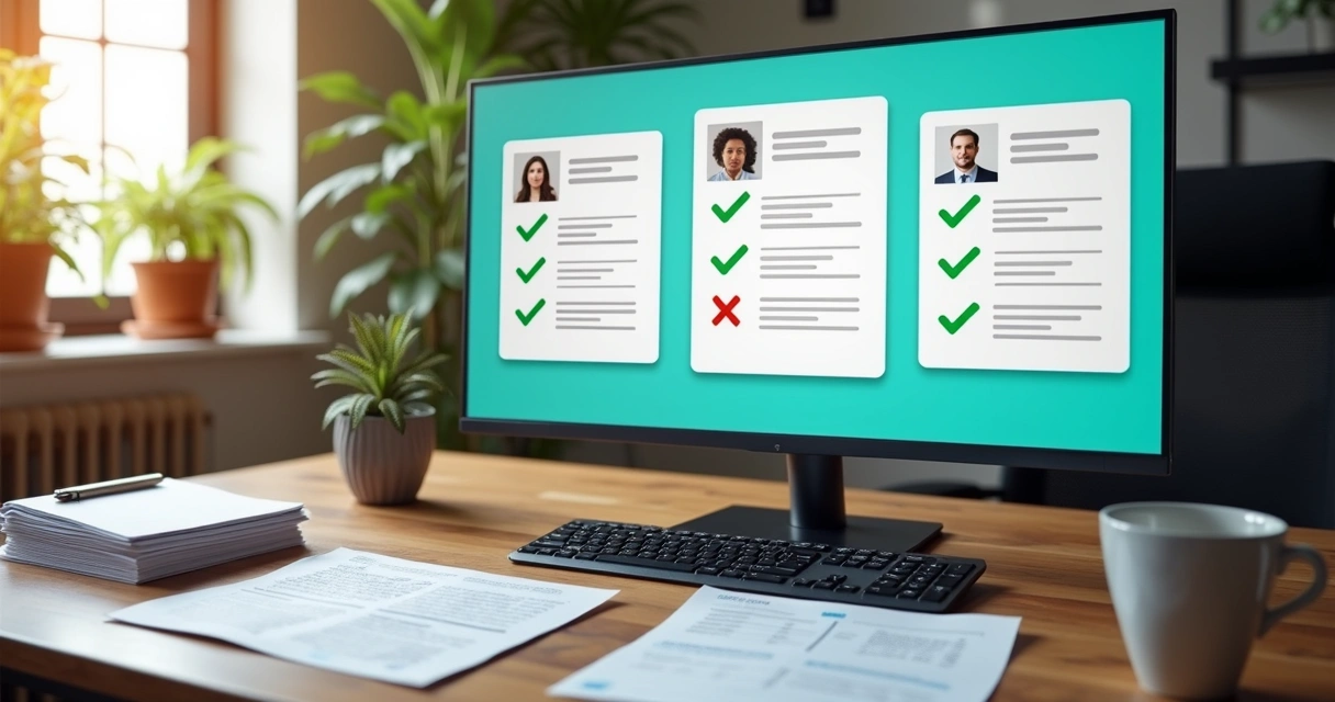 Processo visual de validação de cadastro empresarial em tela de computador 