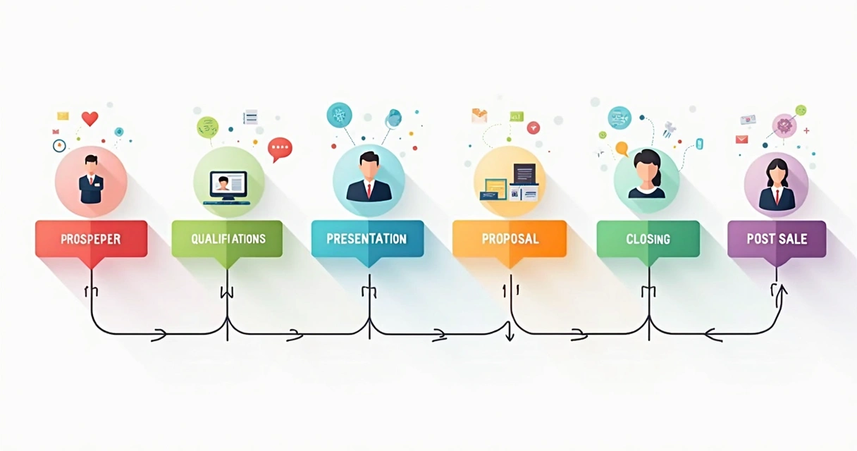 Fluxo ilustrado de processo comercial B2B