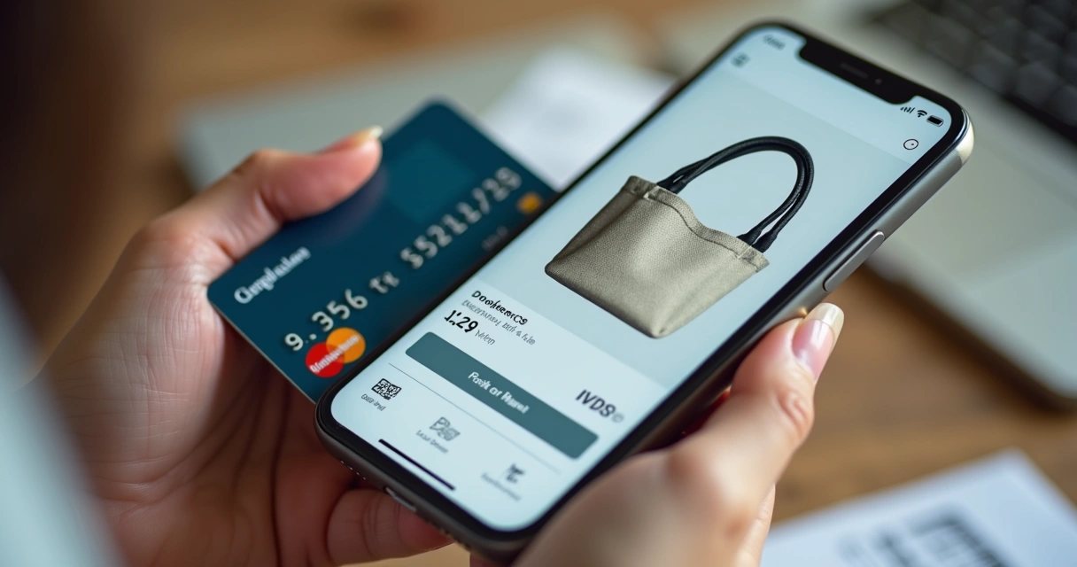 Fluxo de compra online com smartphone e pagamento digital 