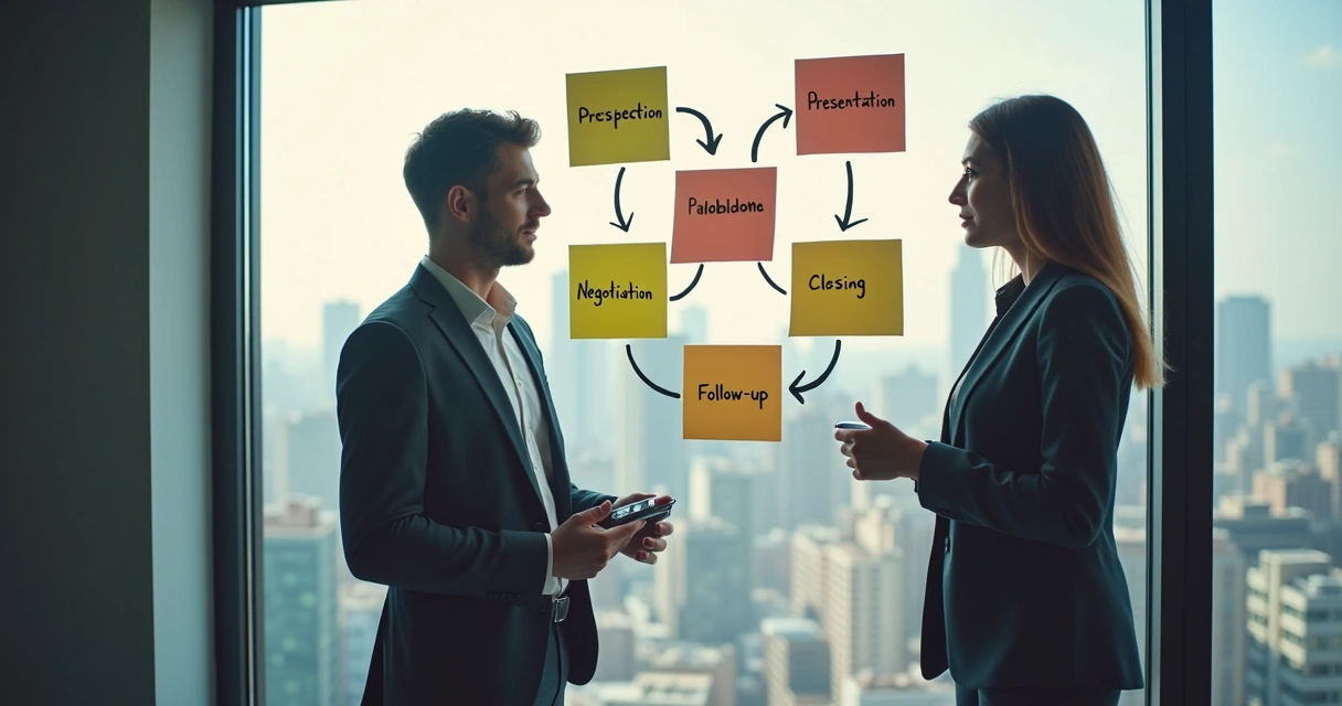 Fluxo simples de processo de vendas em uma pequena empresa 