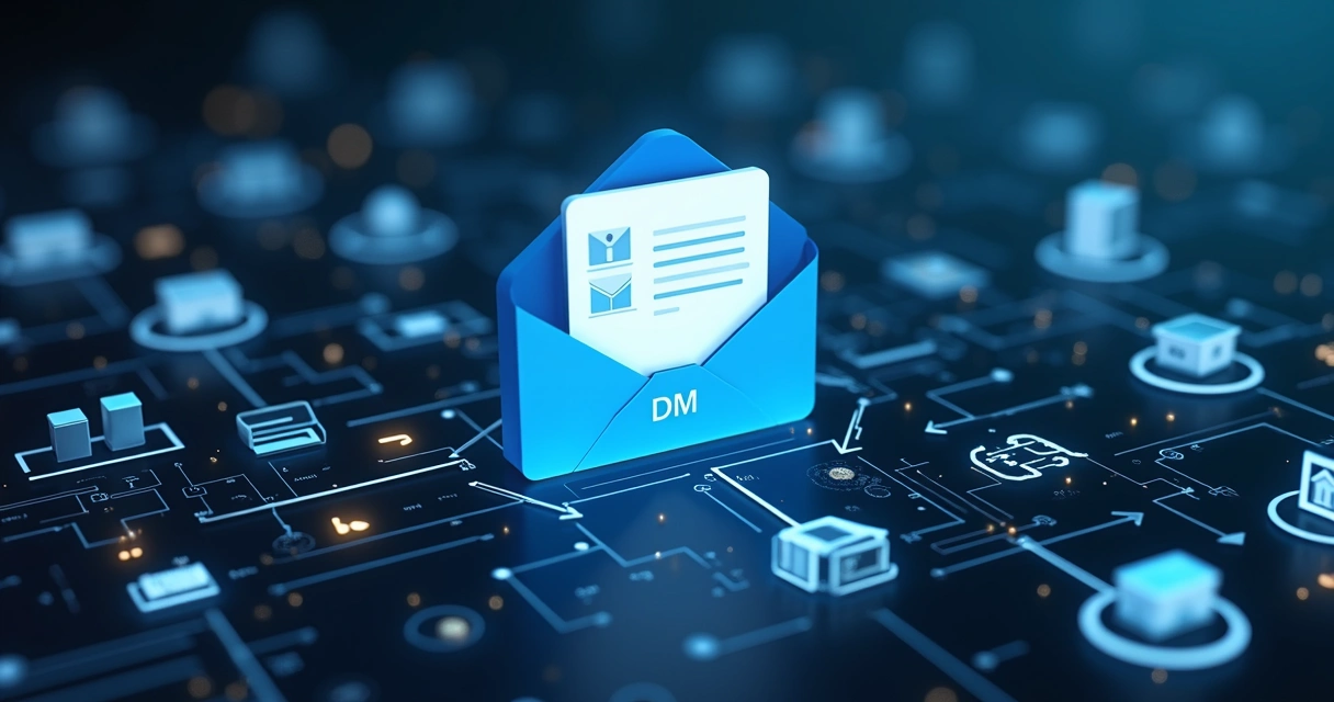 Representação visual de automação de processos no LinkedIn. 