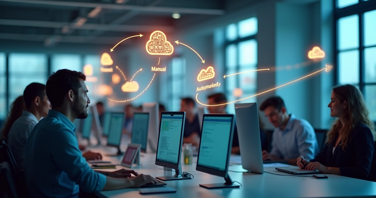 Diagrama mostrando fluxos de automações na nuvem 