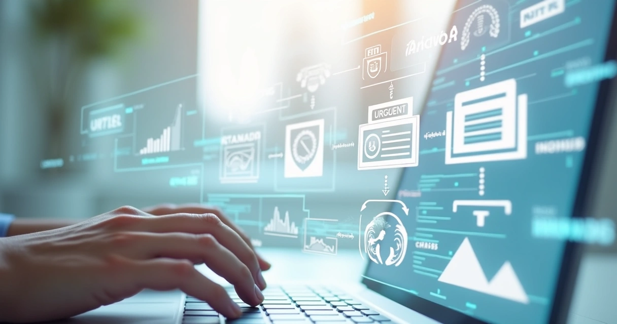 Painel de processo digital mostrando automação de classificação 