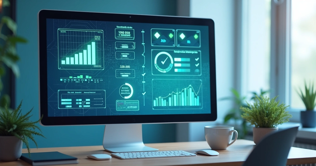 Tela de computador com processo contábil digital em funcionamento 
