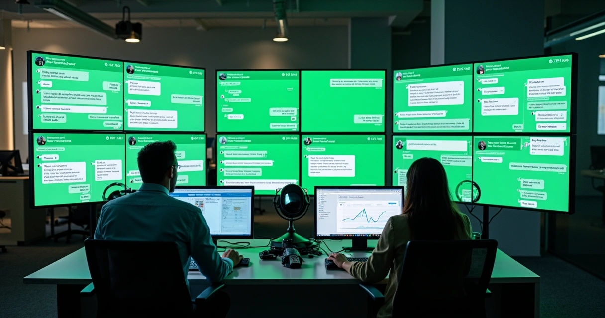 Fluxos automatizados e equipe trabalhando com múltiplos atendimentos no WhatsApp 