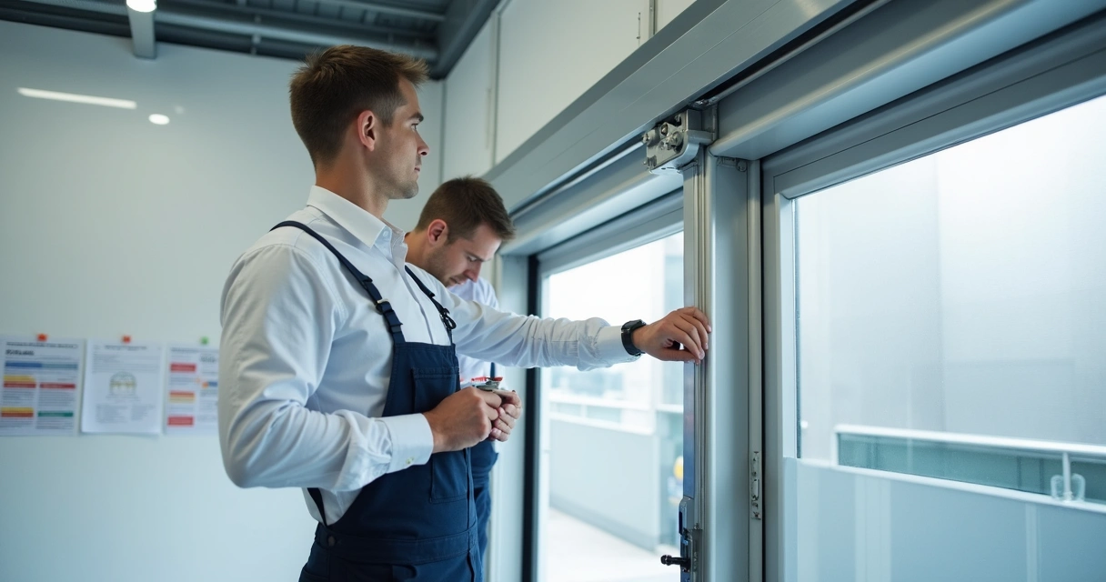 Instalação de porta automática em ambiente comercial 