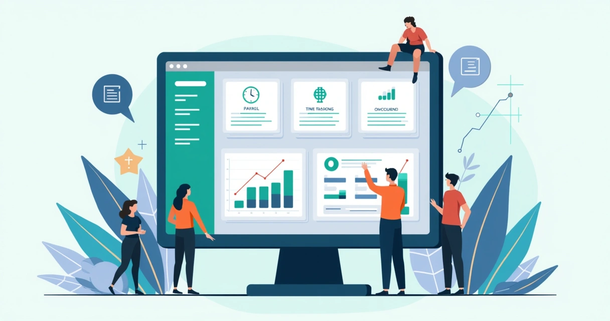 Painel centralizando dados de RH, folha de pagamento, ponto e relatórios