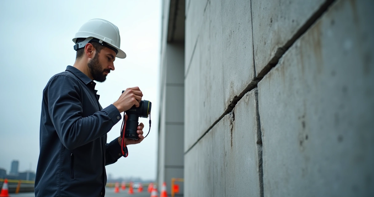 Perito vistoria prédio com fissura notável na parede 