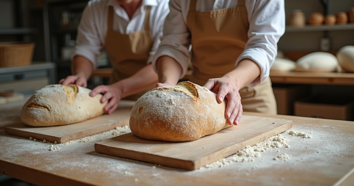 Produção de pães artesanais em pequena padaria 