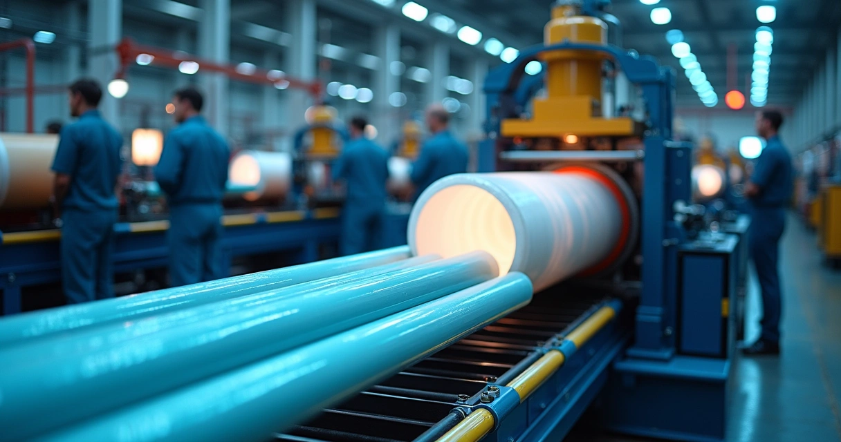 Linha de produção de tubos de PRFV revestidos com PVC-U 