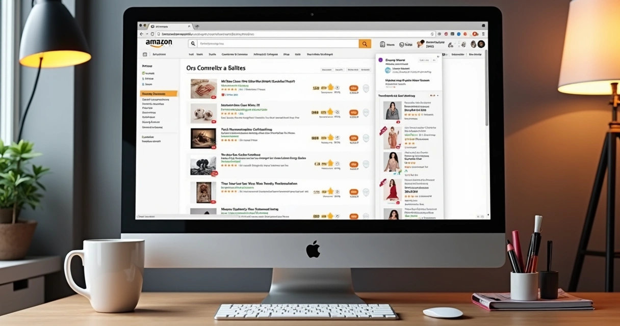 Lista de produtos na Amazon com métricas de vendas e concorrência