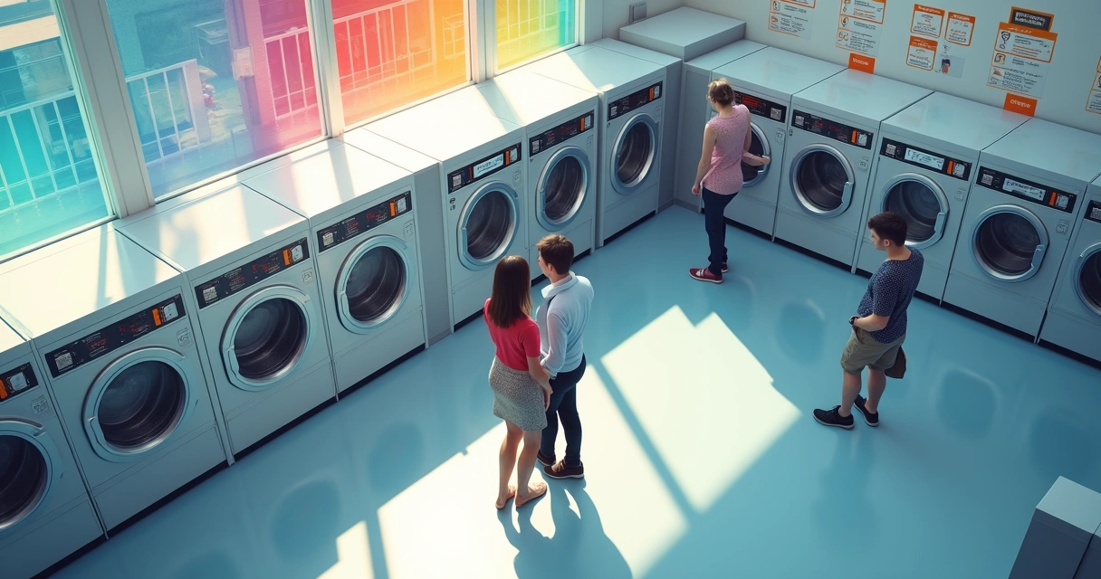 Gráfico de barras coloridas mostrando produtividade por máquina de lavar na lavanderia 