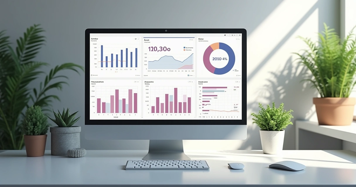 Tela de dashboard de software SaaS mostrando gráficos e navegação intuitiva 