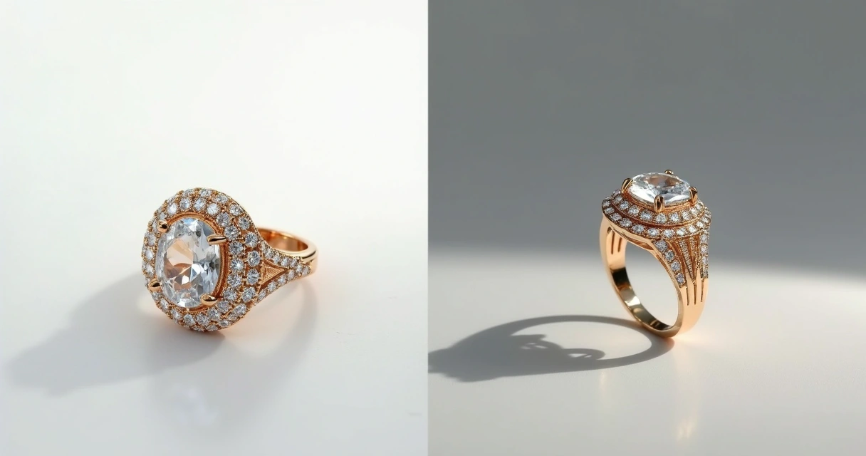 Foto comparando produto em imagem tradicional e em visão 360 graus lado a lado 