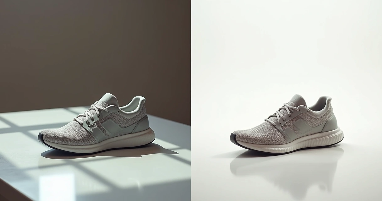 Transformação de foto de produto simples em imagem profissional para e-commerce