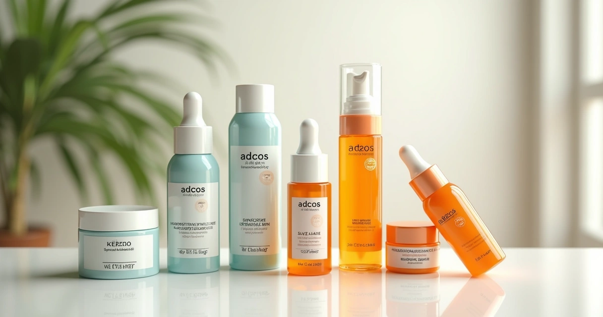 Produtos Adcos para pele oleosa dispostos em fileira, com texturas e embalagens variadas 