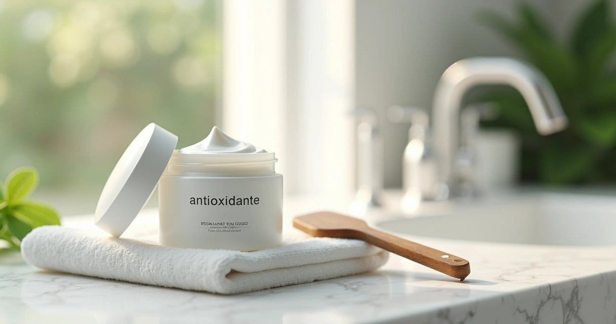 Creme antioxidante para o rosto em ambiente clean 