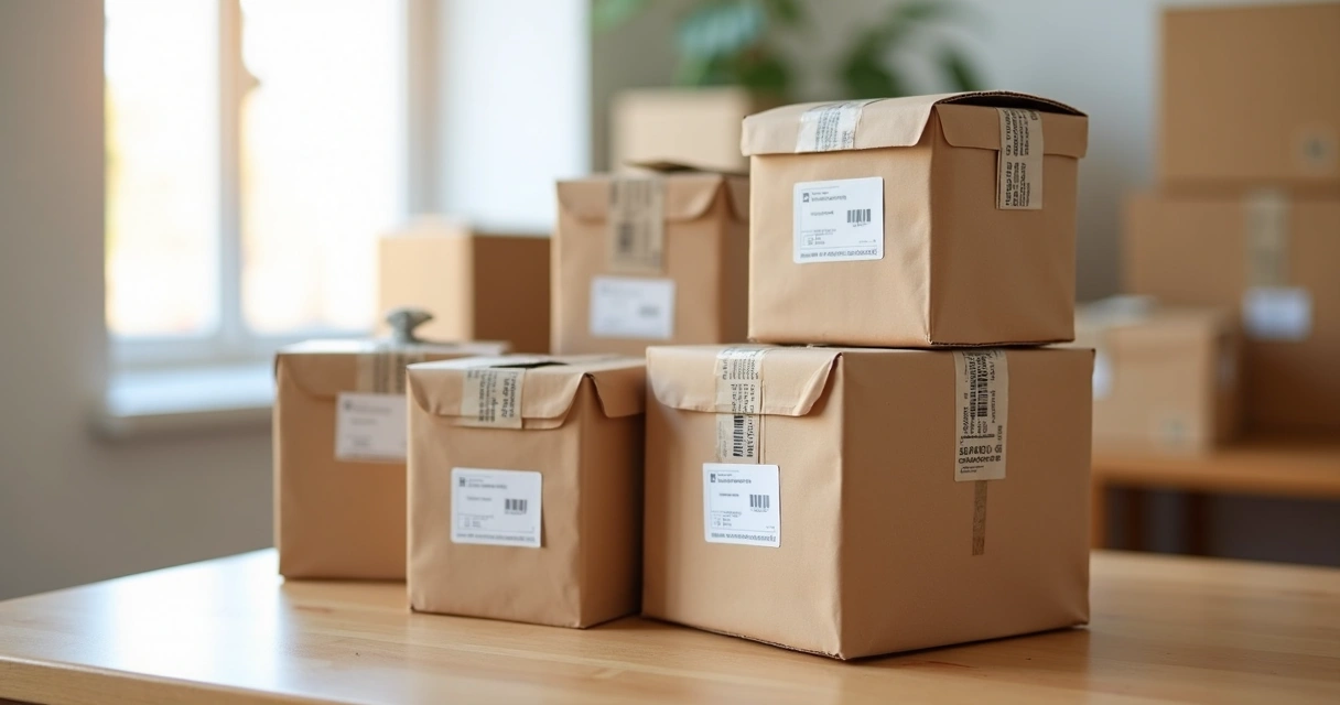 Encomendas embaladas prontas para envio 
