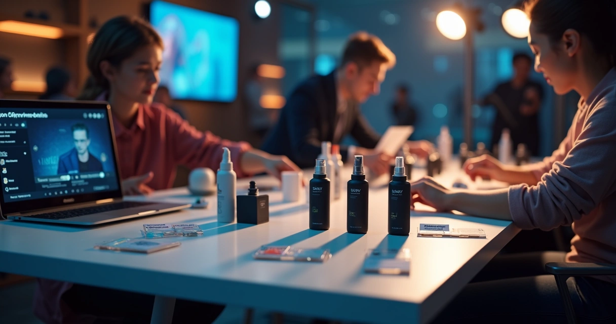 Produtos em destaque preparados para vendas ao vivo. 