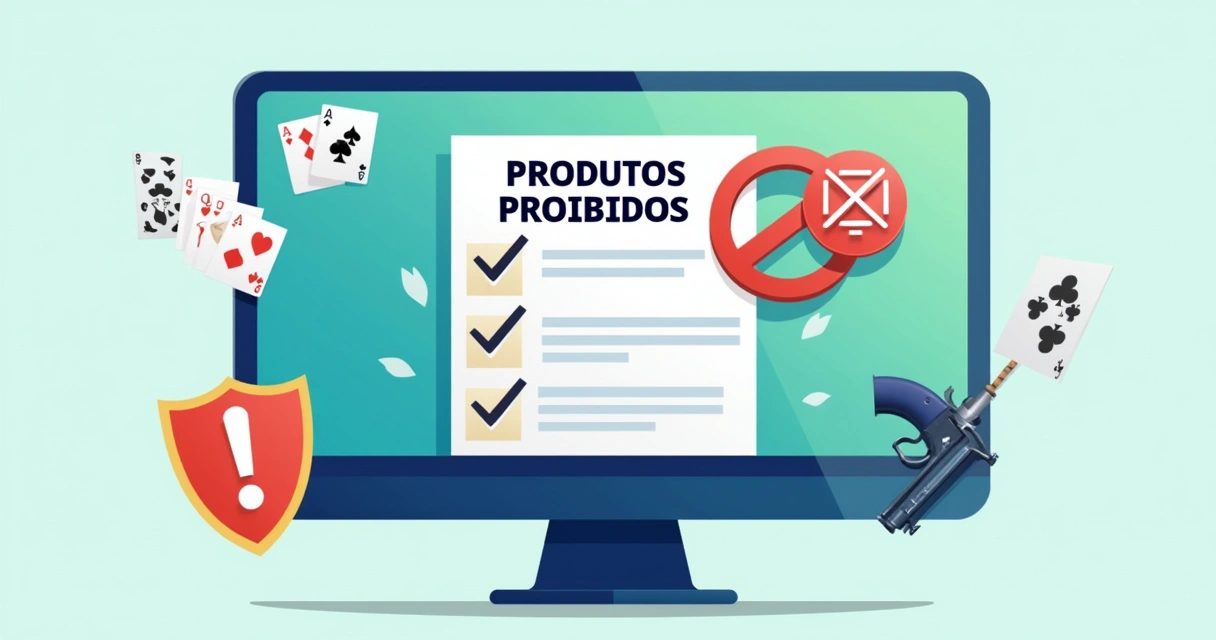 Lista de produtos proibidos em venda online exibida em tela 