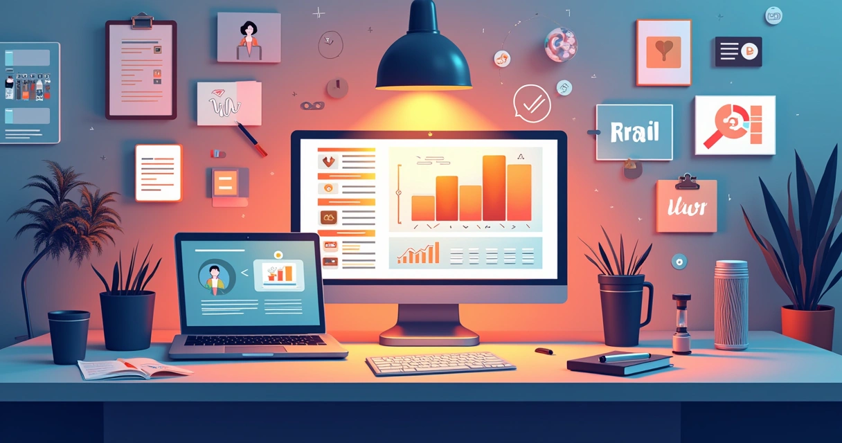 Mesa de trabalho com produtos e serviços de um closer digital, incluindo cursos e consultorias.