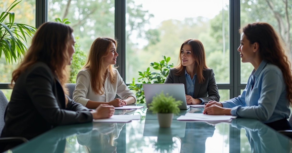 Colleagues having a respectful discussion over a conference table 