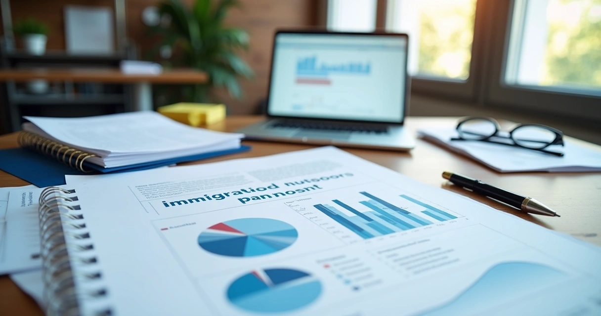 Immigration case documents and professional plan on a desk 
