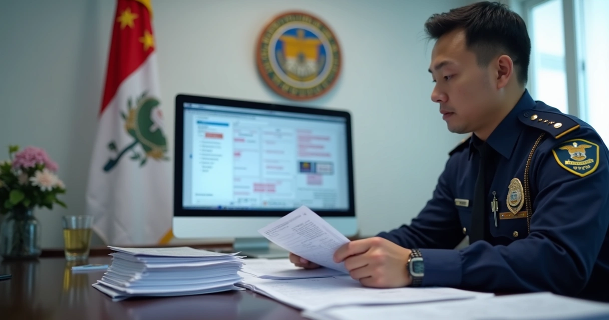 Immigration officer reviewing technical immigration documents 