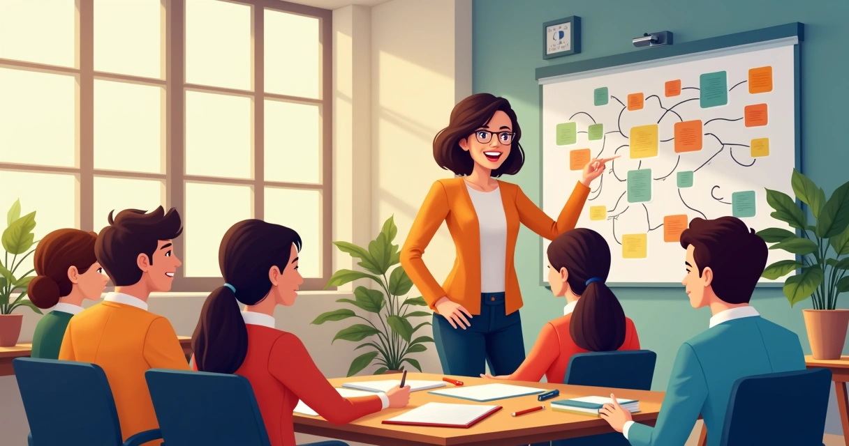 Professor guiando atividade de metodologia ativa 