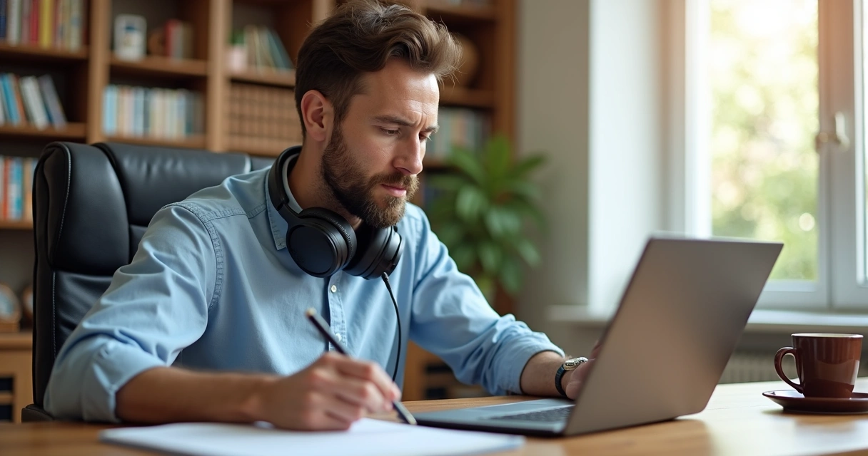 Docente utilizando computador para fazer curso EAD 