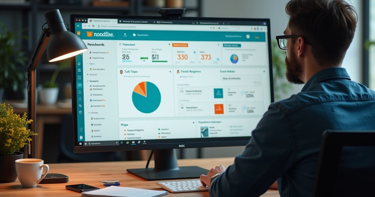 Professor gerenciando curso EAD pelo Moodle com relatórios na tela
