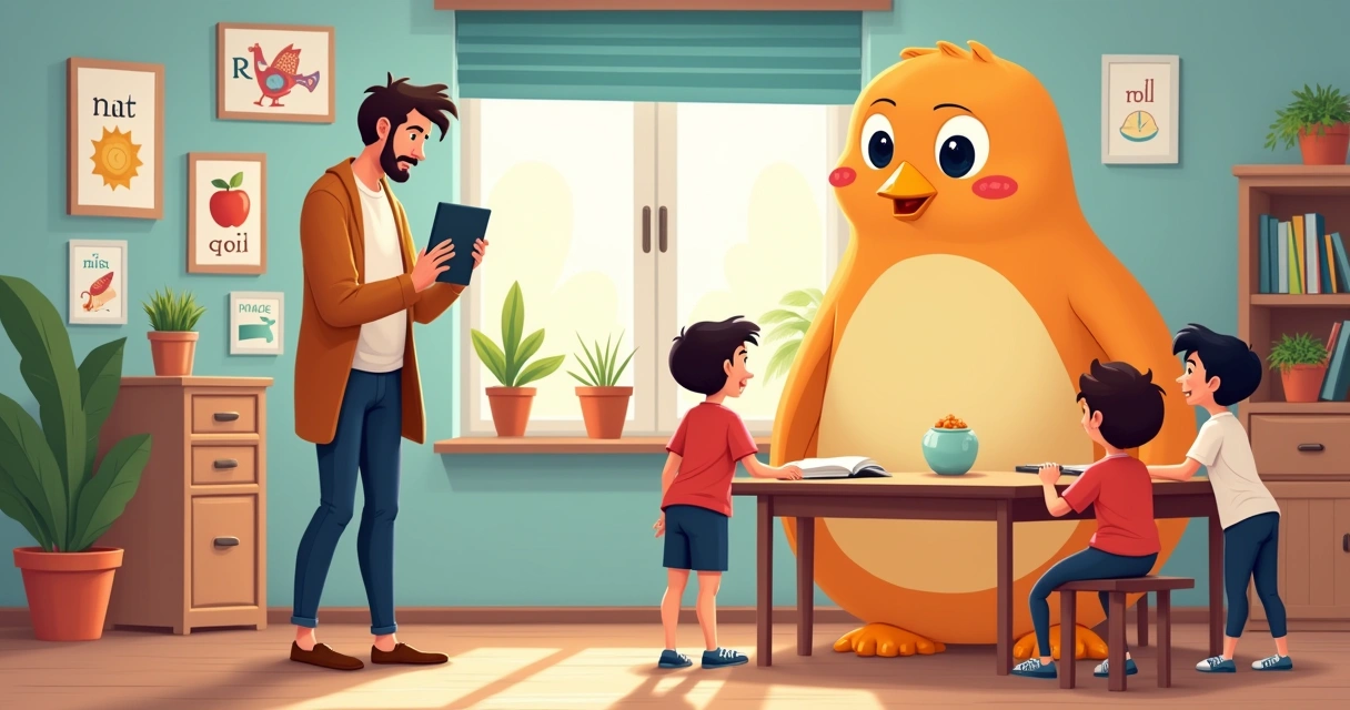 Professor usando tecnologia para ensinar inglês 