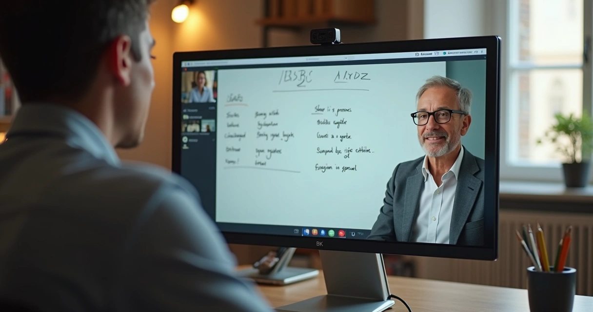 Professor de inglês ensina conteúdo tradicional em vídeo chamada 