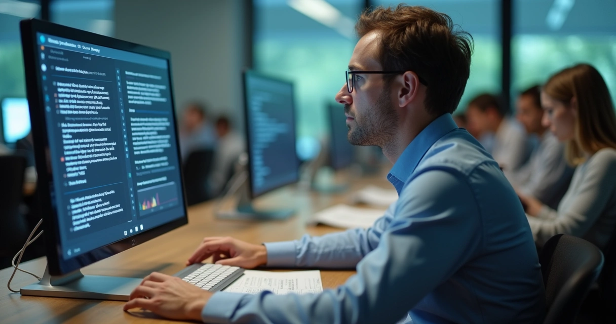 Professor analisando na tela conteúdo gerado por IA para aula 