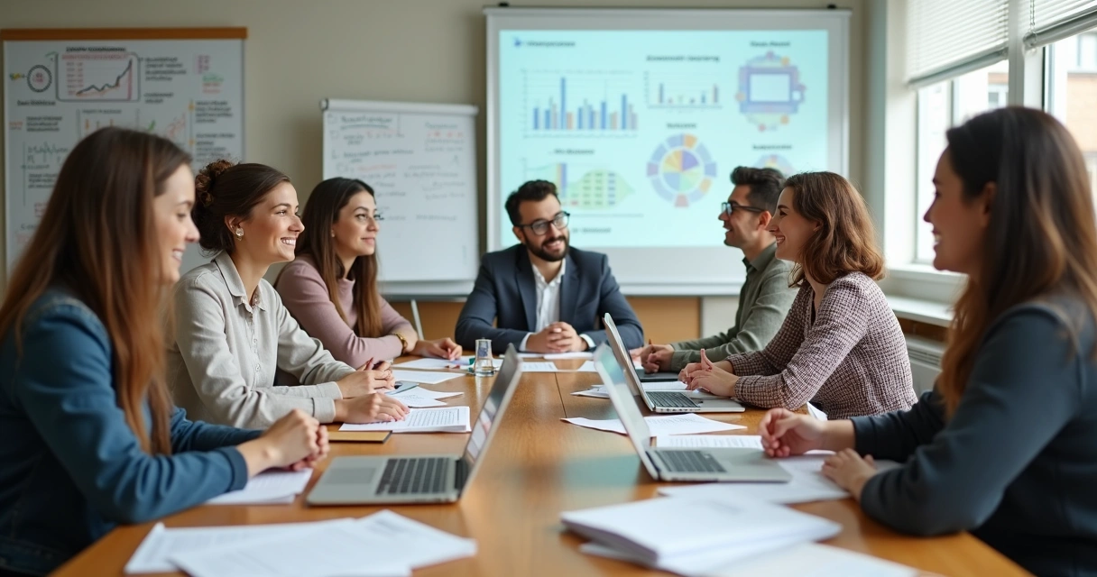 Professores de diferentes idades participando de oficina sobre finanças escolares