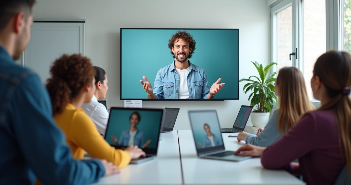 Grupo de professores gravando aulas com gravação de legendas automáticas 