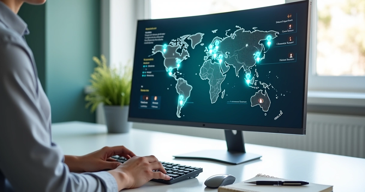 Profissionais de odontologia usando plataforma digital com mapa do Brasil e oportunidades de trabalho 