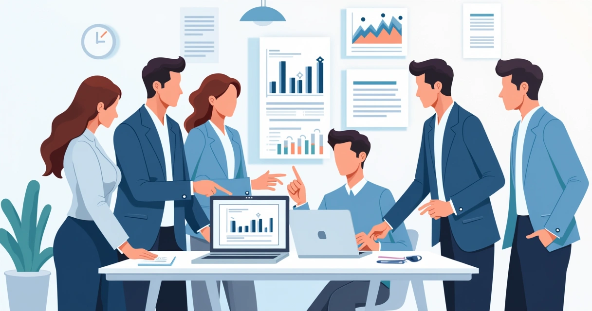 Especialistas em SEO analisando resultados em notebook 