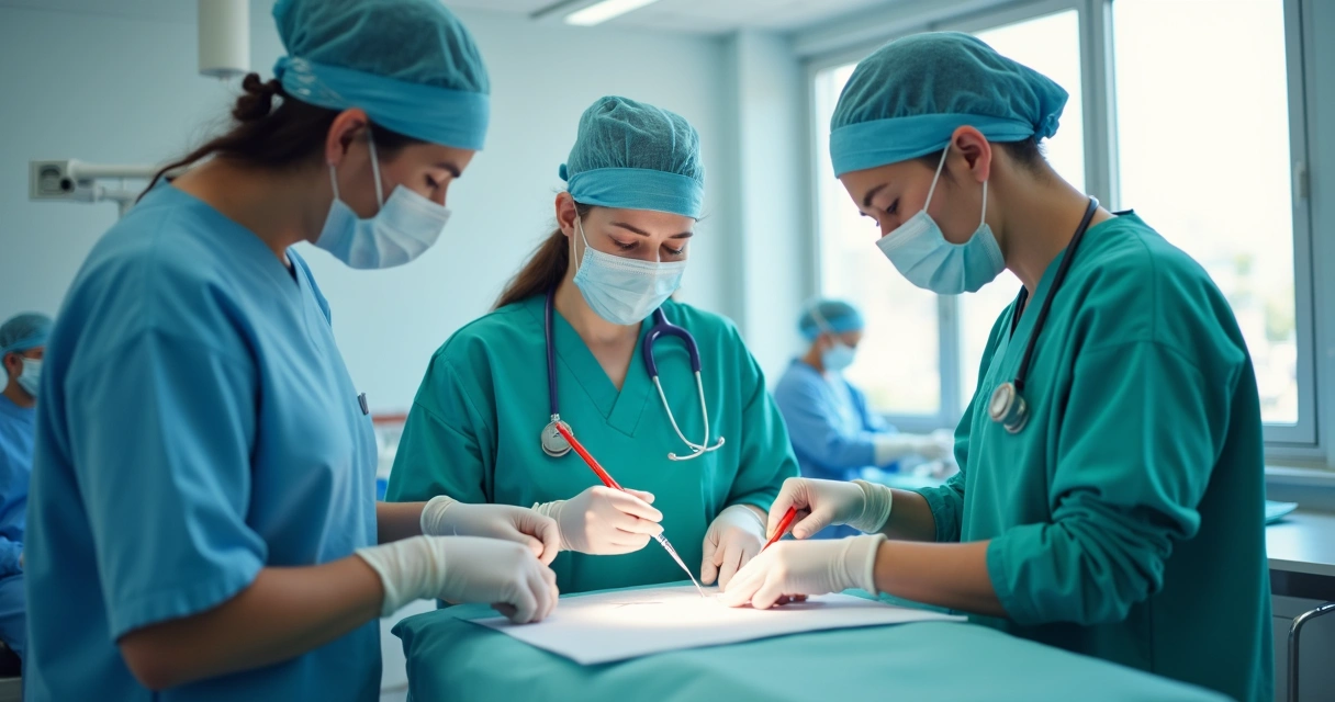 Equipe médica em hospital realizando procedimentos diversos