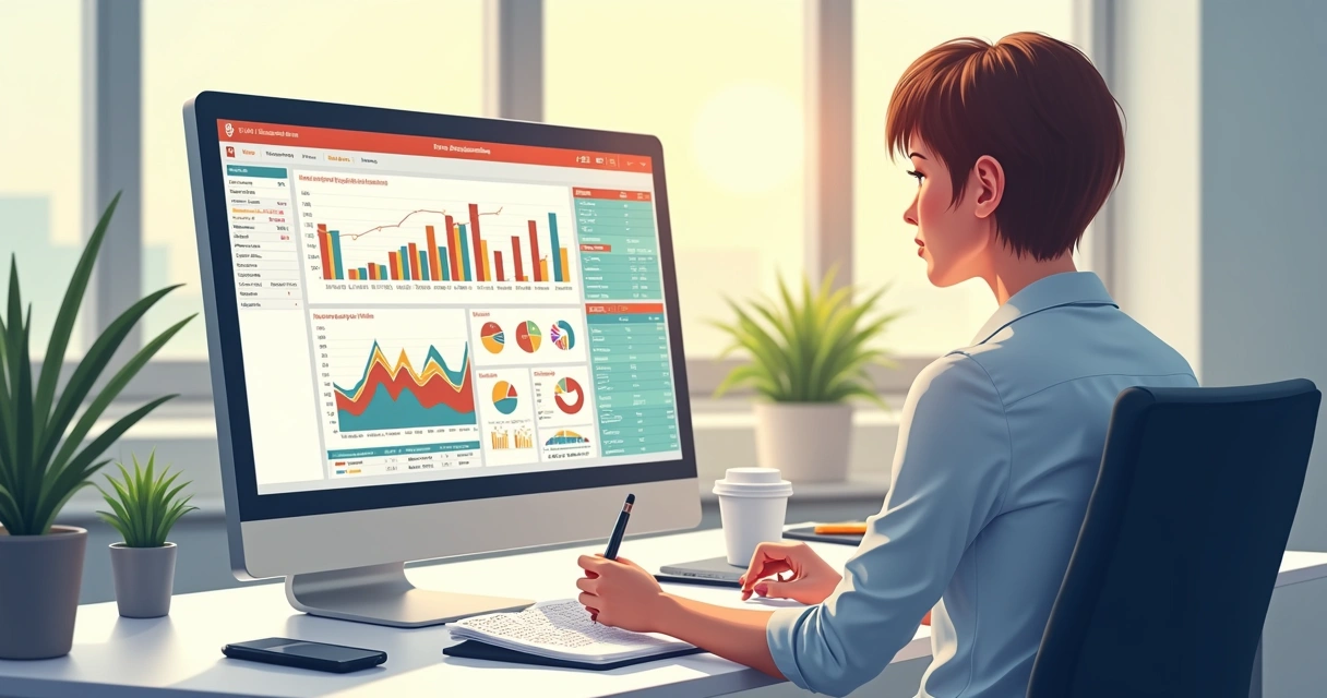 Profissional focado analisando dados em uma planilha