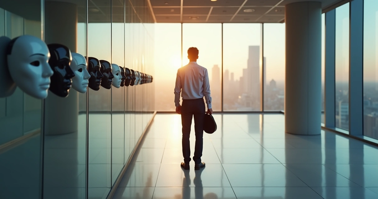 Profissional em encruzilhada entre máscaras sociais e autenticidade no trabalho 